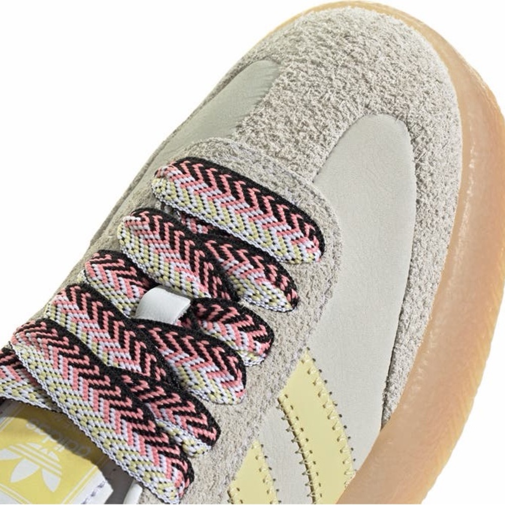Adidas Women’s Sambae Greystone and Powder Yellow Sneakers - Picture 5 of 12